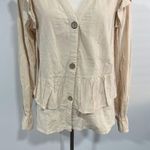 Daisy Lane Size L Cream Cotton Ruffle Button Blouse Top Neutral Farmhouse Rustic Tan Size L Photo 5