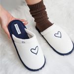 White Cozy Essential Slippers with Heart Design NWT Size 8 Photo 0
