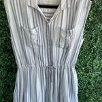 Japna White & Light Blue Stripes | Collar | Front & Side Pockets \ Women’s Lg Photo 2