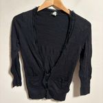 J.Crew Ruffle Prima Cotton Silk Ruffle Cardigan Black- Size XS Photo 0