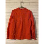 Nimo With Love Floral Eyelet Cotton Mandarin Collar Long Sleeve Blouse Top Large Orange Photo 2