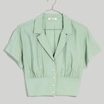 Madewell NWT Drapey Banded-Bottom Button-Down Top Pale Celadon Green XS Photo 0