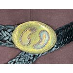belt split leather black braided goldtone buckle stone western Photo 2
