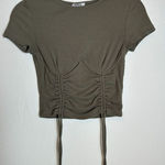 Princess Polly  Olive Crop Bustier Top with Ties Size 4 Photo 0
