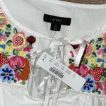 J. Crew Cotton poplin tunic dress with farmer's market embroidery Medium NWT White Photo 7