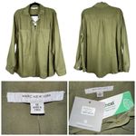 Marc New York  Top Womens 1X Green Blouse‎ Lace Up Roll Tab Office Minimalist Photo 1