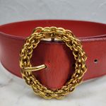 Paloma Picasso Red Leather Gold Chain Buckle Belt Made in Italy Vintage 31x2 Photo 1