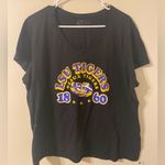 Russell Athletic Womens Black LSU “Geaux Tigers” V-Neck T-Shirt Size 2XL Photo 0