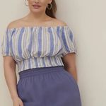 Torrid Linen Blend Smocked Waist Off the Shoulder Crop Top sz 3 Photo 1