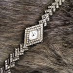 Vintage 80s Parmex rhinestone chevron link watch Photo 2