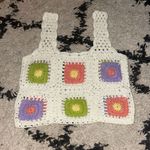 Crochet Granny Square Pattern Tank Top White Size M Photo 1