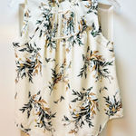 Banana Republic White Floral Ruffled Bib Collar Tank Blouse Photo 0