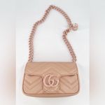Gucci  GG Marmont Calfskin Chevron Matelasse Double G Shoulder Bag Chain Belt Bag Photo 4