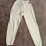 Aviator Nation  Cream Glitter Heart Sweatpants Vintage White Photo 4