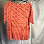 J Jill Pima Slub Elbow Sleeve Tee XL Coral Floral Print Cotton‎ Top Classic Orange Photo 5