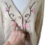 VTG Mandal Bay Floral Embroidered Beaded Cardigan Sweater Retro Cottagecore Sz M Pink Size M Photo 6