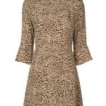 HVN Ashley Silk Tiger Print Bell Sleeve Mini Dress Photo 5