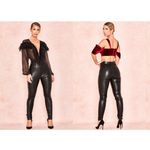 House Of CB  Cora Black Matte Vegan Leather Stretch Pants Size Medium Photo 1