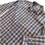 LL Bean Red White Plaid Long Sleeve Pinpoint Oxford Button Shirt Size LARGE Photo 1