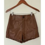Maeve NWT Anthropologie  Colette Brown Faux Leather Shorts Minimalist Luxe Sz 26 Photo 1