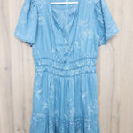 Velvet Heart Womens Chambray Dress Size L Blue Floral Boho Cottage Romantic Photo 0