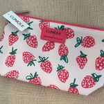 Clinique Strawberry Print Cosmetic Bag  New White and Pink Photo 0