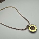 Talbots Clear Rhinestone Two Tone Pendant Gold Tone Chain Necklace Signed Photo 4