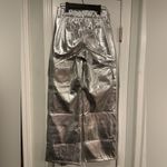 No Boundaries NWT  Size XS Silver Metallic Relaxed Fit Wide Leg Cargo Pants Photo 5