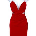The Vintage Shop Red Plunge Cutout Bodycon Mini Dress Size Small Photo 0
