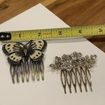 Lot Of 2 Rhinestone Women’s / Girl’s Hair Comb Style Accessories 1 Butterfly Photo 5