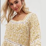 Free People  Talk About It Tunic Top Square Neck Peasant Boho Floral Yellow SP Photo 2