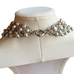 Silver Tone Gray Pearl and Coin Pearl Glass and Labradorite Beaded Necklace Photo 4