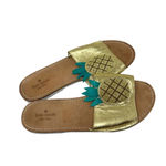 Kate Spade  Ibis Embroidered Pineapple Slide Sandals‎ In Gold Size US 9 Photo 3