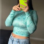 SheIn Light blue Marble print high neck tee T-shirt turtleneck size S Photo 2