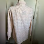 🌞WinterSilks Light Peach Silk Blend Eyelet Button Up Long Sleeve Blouse #O Orange Size L Photo 1