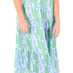 EMILY MCCARTHY daphne dress in hydrangea stripe sz L Green Size L Photo 0