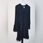 IRO Frill Black Silk Viscose Blend Long Sleeve Ruffle Mini Dress Size 38 Photo 4