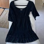 Bershka  women small black linen alike dress 3/4 sleeve loose fit beach summer Photo 0
