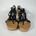 Sam & Libby Black Silver Studded Cork Platform Wedge Buckle Ankle Sandals 8.5 Photo 1