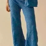 Free People  Beach Get Away Fauxchet Flare Pants Teal Blue Size XL EUC Photo 0