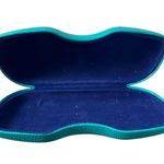 Christian Dior VTG Lunettes Sunglasses Case Turquoise Leather Blue Velvet Hard Photo 4