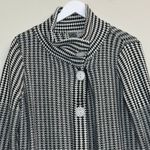 Habitat  Cardigan‎ Jacket Sz Small Black White Houndstooth Crocket Knit Lagenlook Photo 2