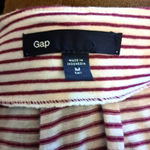 Gap ‎ Women's Short Flutter Sleeve Button Front Top Purple White Striped M Cotton Photo 2