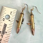 Vintage Bullet Casing Earrings with Swallow Bird Design Photo 3