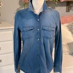 Crown & Ivy Denim Jean Shirt Button Down Womens Petite S Top Photo 0