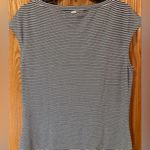 St. John  Nautical Stripe Sleevless Cap Sleeve Top Navy‎ Blue & White Size Small Photo 5