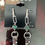 Guess Silver and Green Dangle Earrings with Tassel Design ~ NWT Photo 6