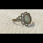 Vintage Silver Tone & Gold Tone alloy Mother of Pearl Ring Size 4 3/4 Photo 1