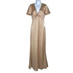 Show Me Your Mumu Rome Twist Gown Dress Maxi Sz XS Gold Luxe Satin Wedding Party Photo 1