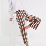 Urban Outfitters Multicolor Rainbow Striped Wide Leg Ankle Trousers Pants Size M Photo 1